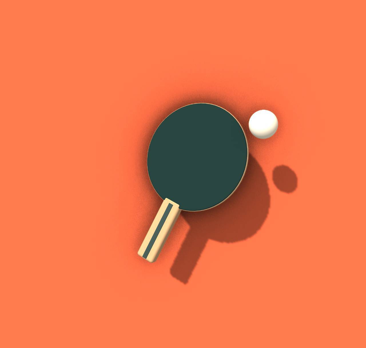 Table tennis paddle and ball, modeled in Spline as an illustration for Rally.